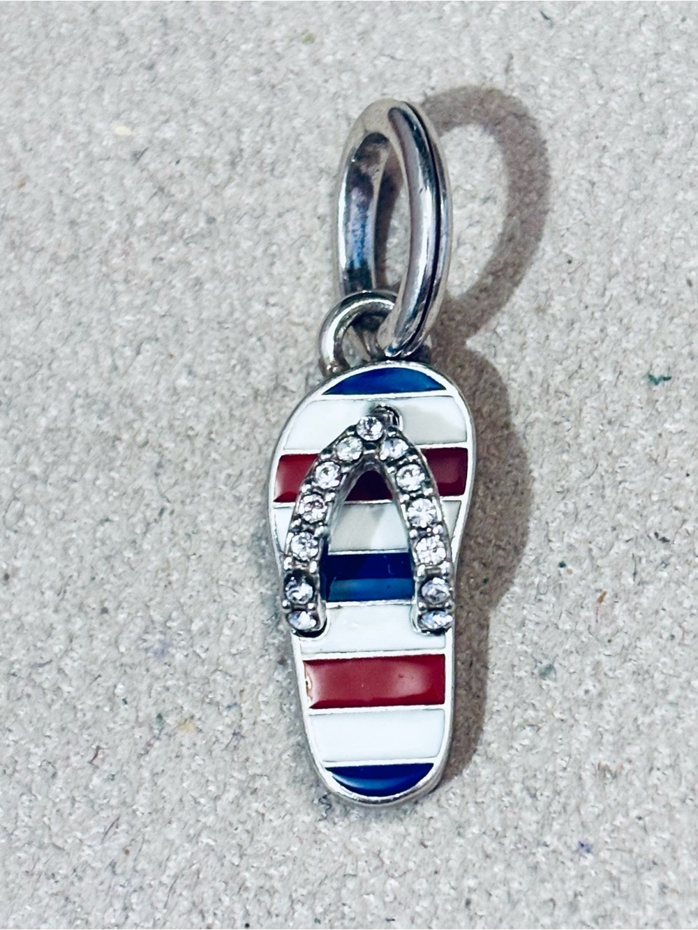 🆕Listing! Brighton Americana Flip Flop Charm Red, white & blue stripes Crystals